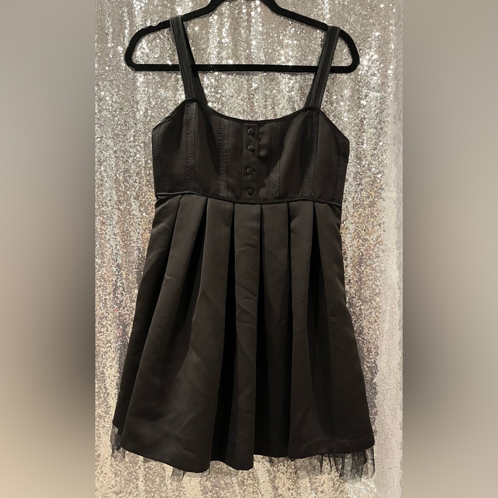 Betsey Johnson Gothic Black Lace-Up Evening Dress